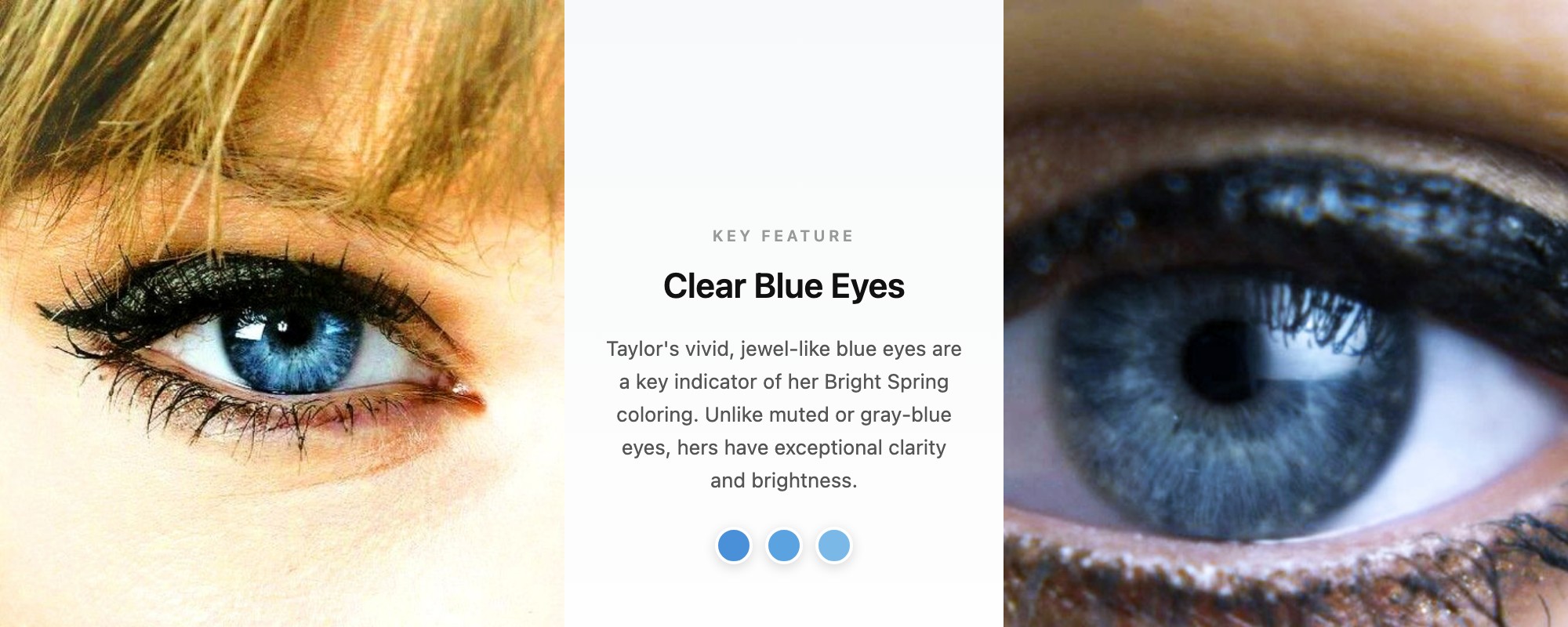 Taylor Swift clear blue eyes closeup