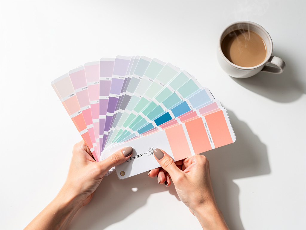 Hands holding a personalized color swatch fan