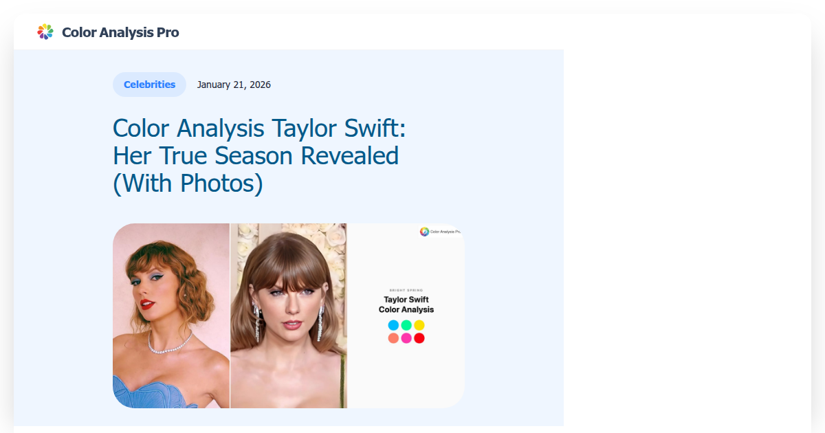 Color Analysis Taylor Swift: Her True Season Revealed (With Photos)