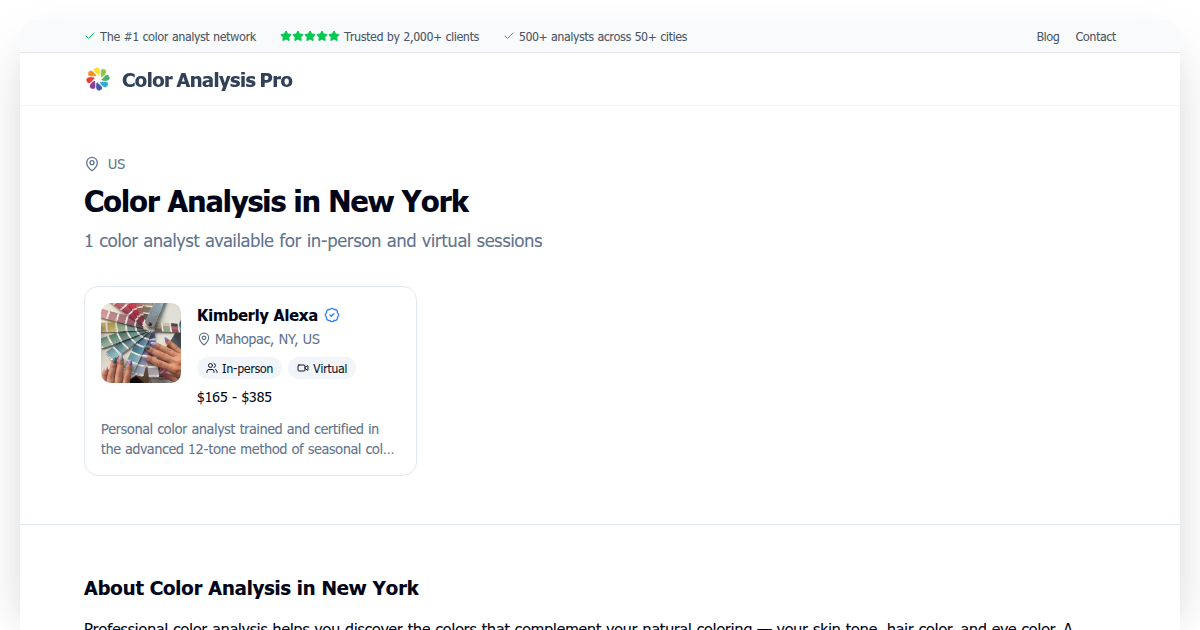 Color Analysis in New York - 1+ color analysts